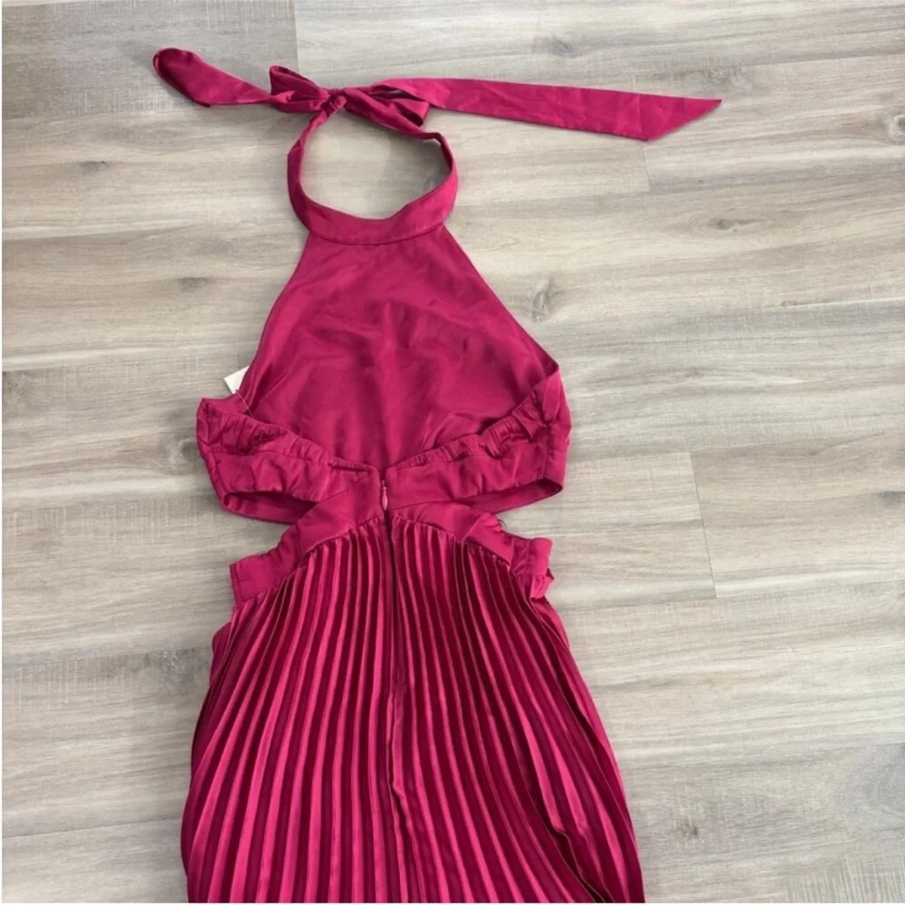 Abercrombie & Fitch Fuchsia Halter Maxi Dress with Cutout Waist